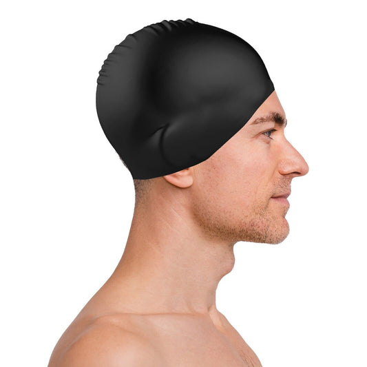 Black Silicone Swimming Cap Adult Waterproof Unisex