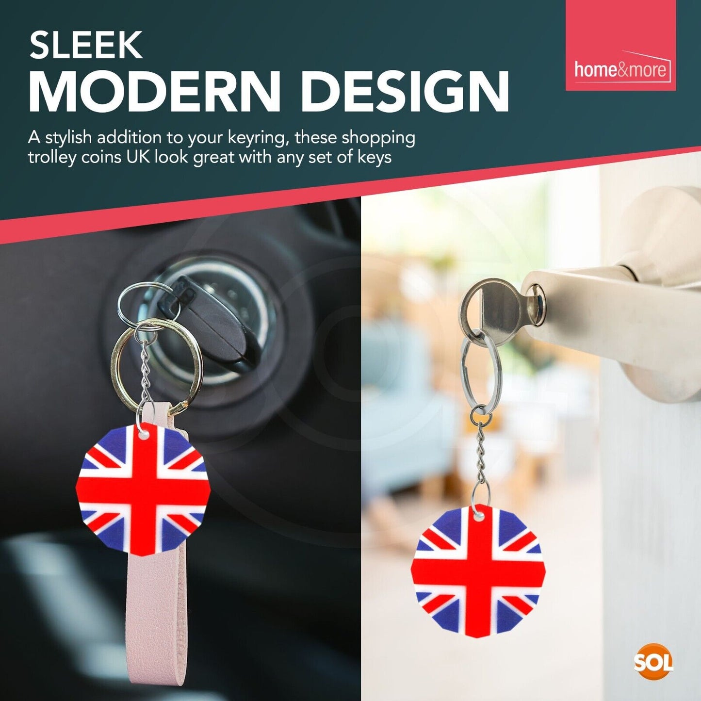 6-24 Trolley Coin Token Removable Supermarket £1 One Pound Shopping Cart Holder