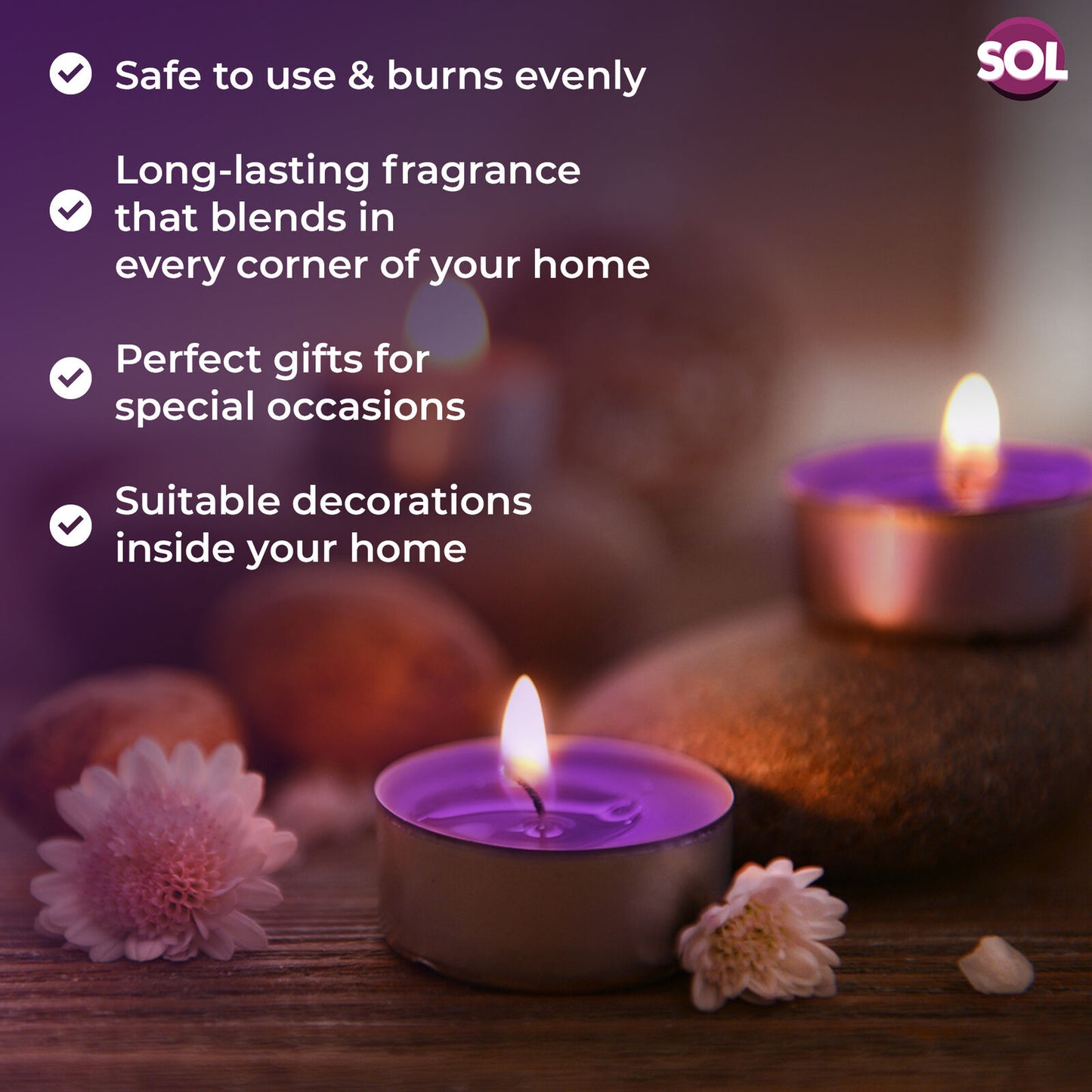 Scented Tea Light Candles | 4 Hour Burn Fragrance | 75 Pack