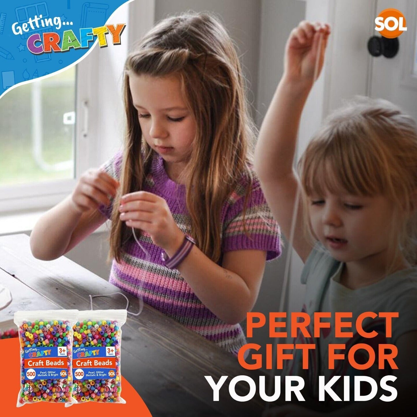 Pony Beads Jewellery Making | Mixed Acrylic Glitter Pearl | 1000 Pack