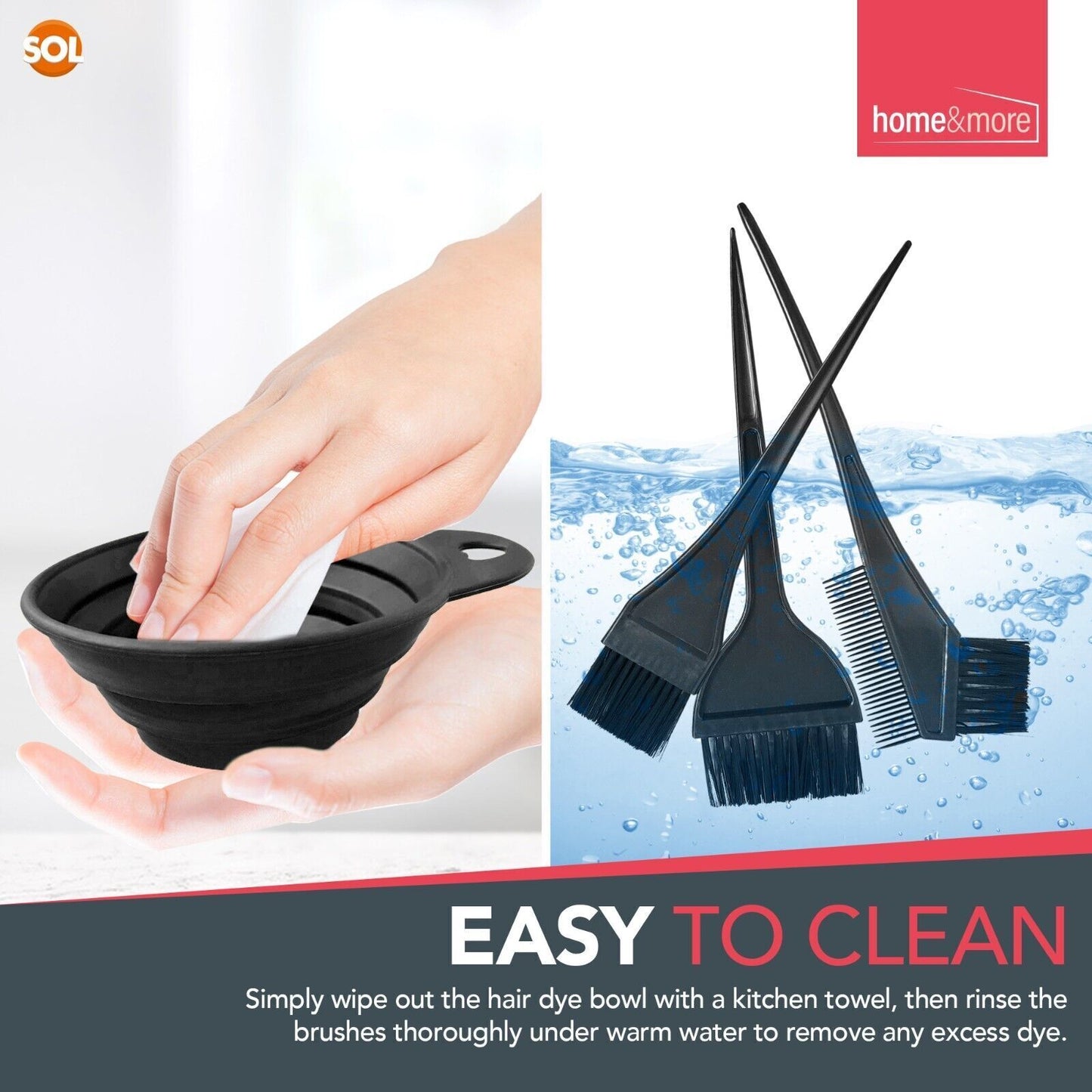 Hair Dye Kit Mixing Bowl Brush Gloves | 7 Pack