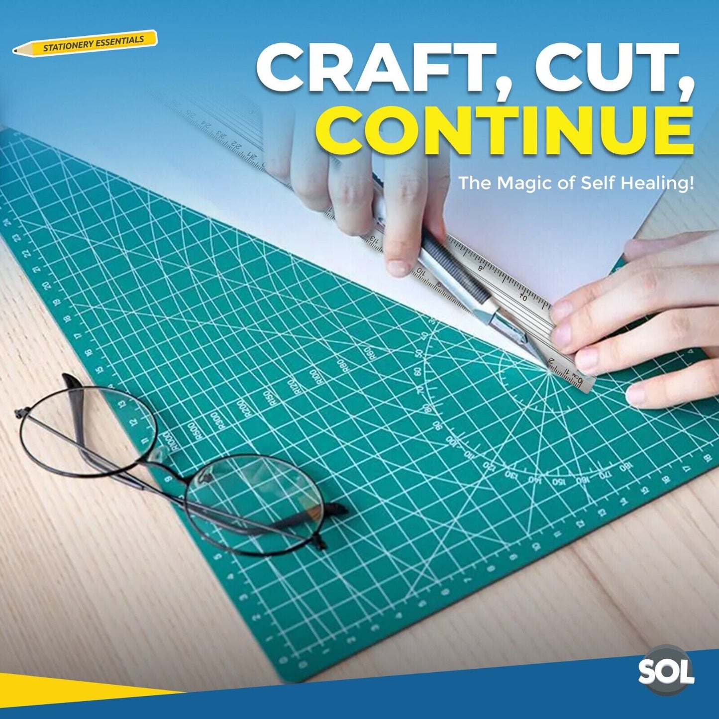 A4 Cutting Mat with 30cm Ruler | Self Healing Craft Set