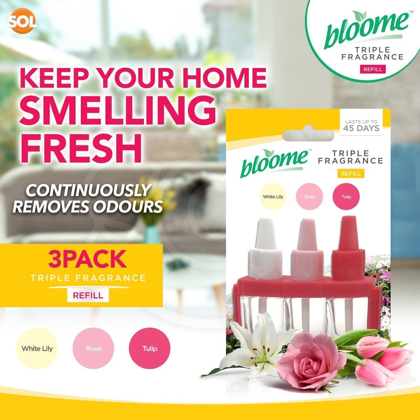 1-24pk 3VOLUTION REFILLS PLUG IN for AMBI PUR Machine Air Freshener Berry Floral