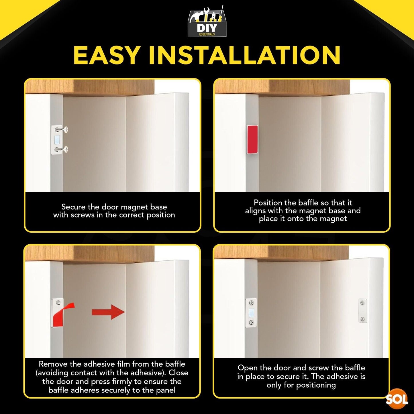 Magnetic Cabinet Door Catches Adhesive Cupboard Latch | 12 Sets