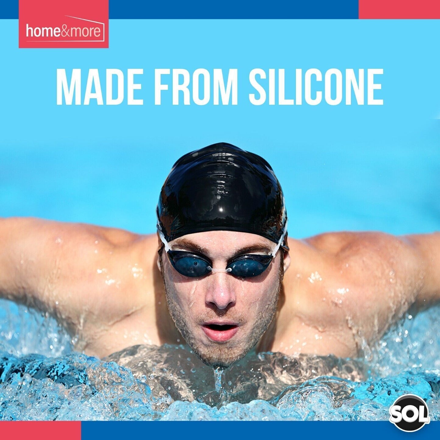 Black Silicone Swimming Cap Adult Waterproof Unisex