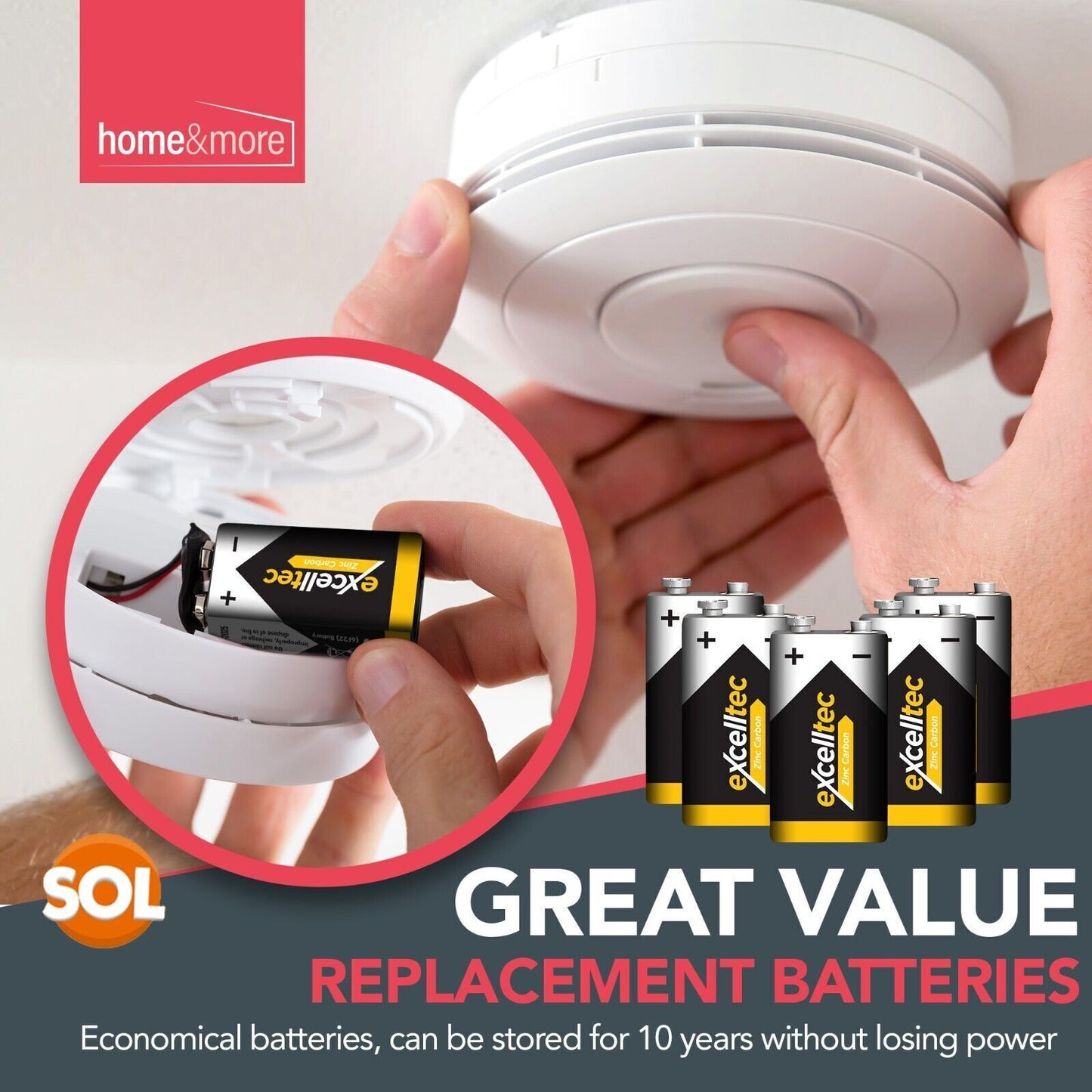 9V Heavy Duty Zinc Carbon Batteries | Smoke Alarm | 10 Pack