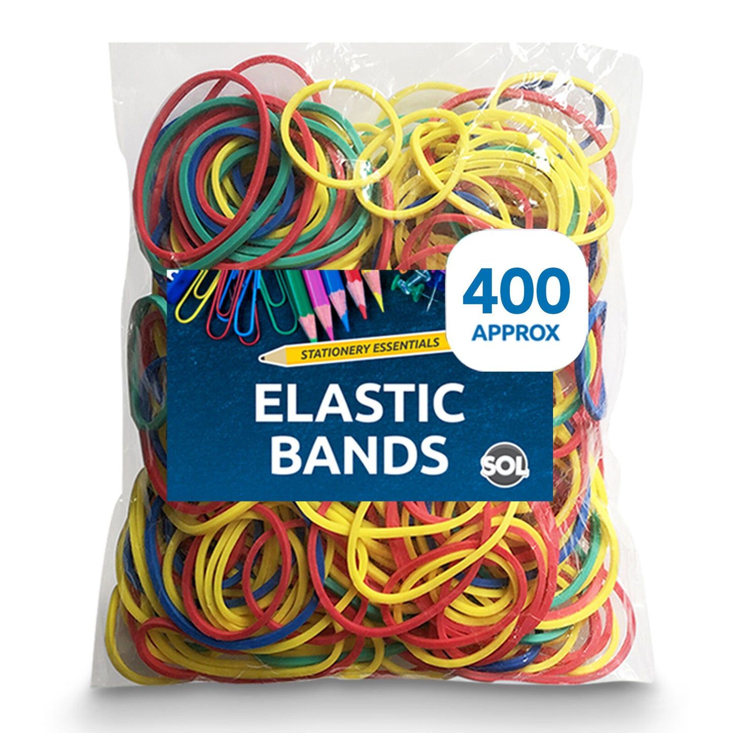 Elastic Rubber Bands Assorted Colours Sizes | 400 Pack
