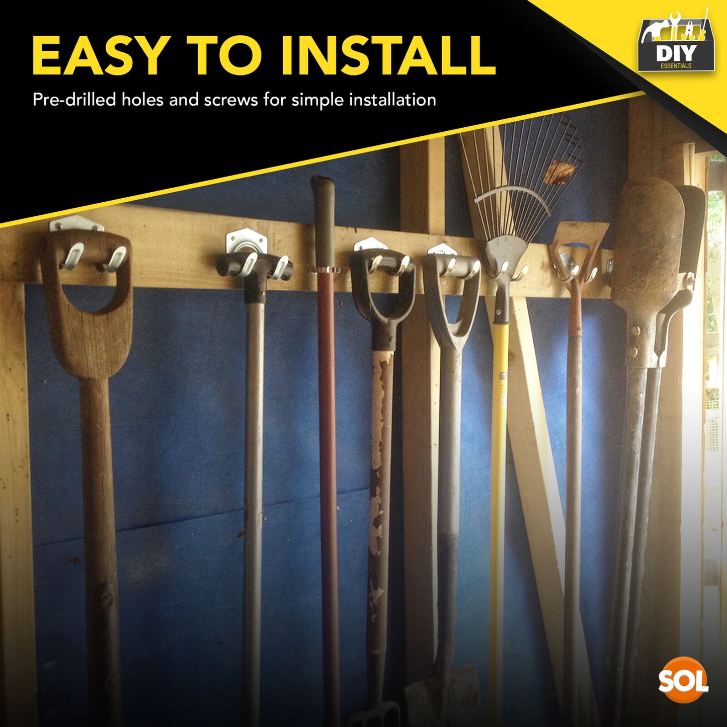 Tool Hooks & Screws Garage Garden Bike Storage | 15 Pack