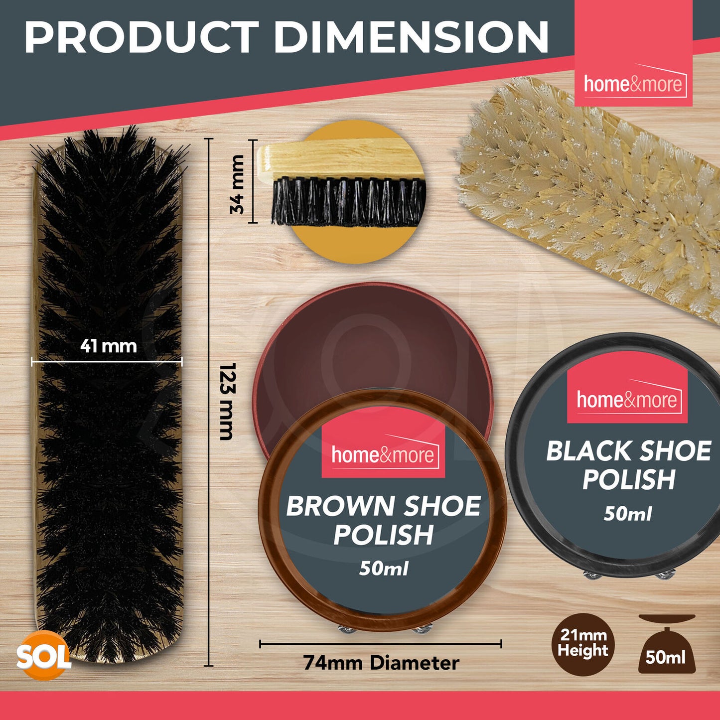 Shoe Brush Set | Leather Shoe Polish Brushes for Black & Brown Shoes | 2 Pack