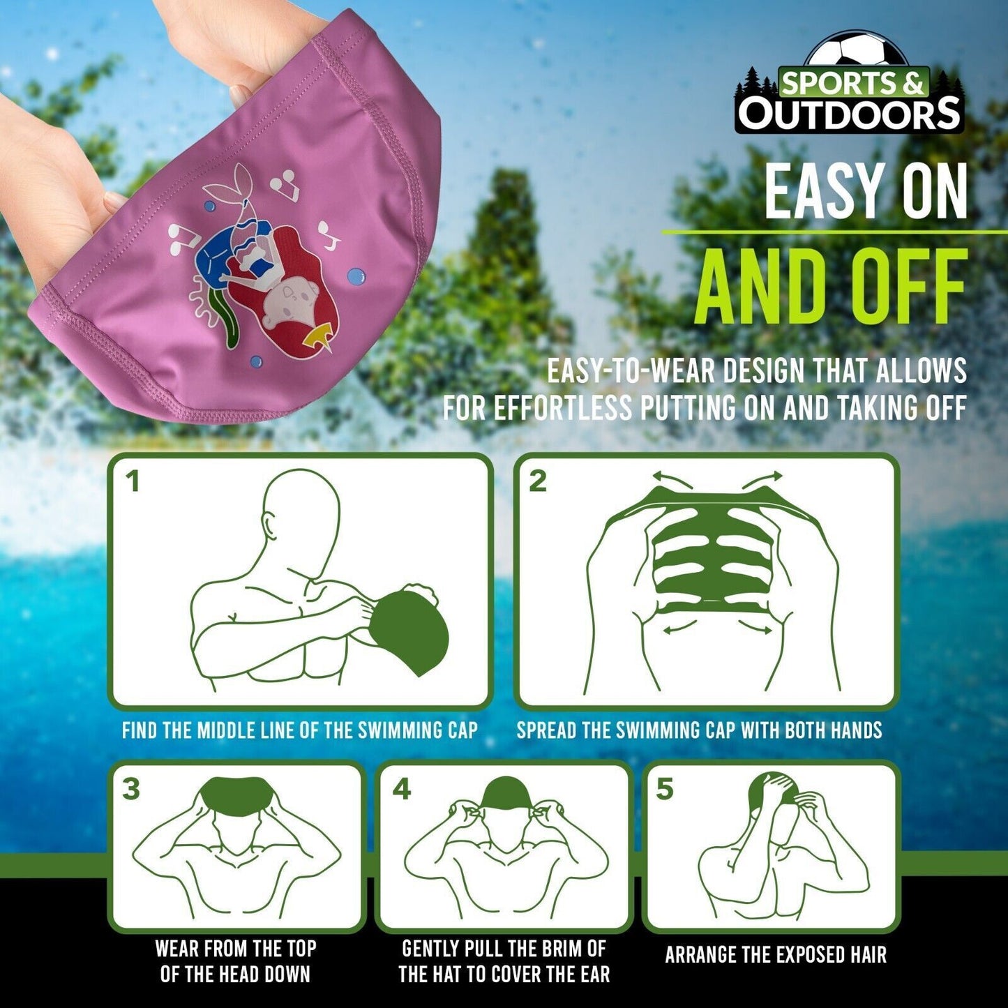 Kids Swimming Cap | Waterproof Fabric Swim Hat for Boys & Girls