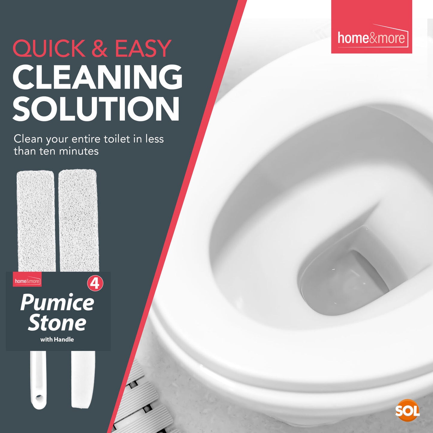 Pumice Stone with Handle | Long Stick for Toilet Cleaning Bowl Brush Cleaner | 2 Pack
