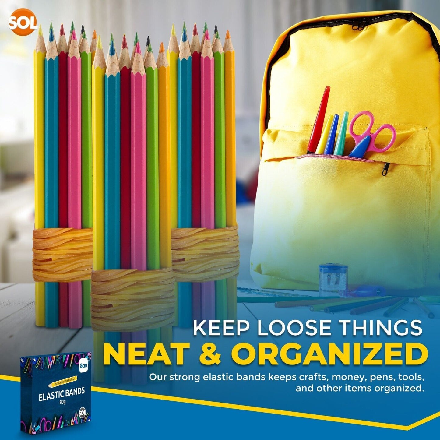 Natural Elastic Rubber Bands Size 18 | Strong Stretchy 80mm x 1.5mm | 215 Pack