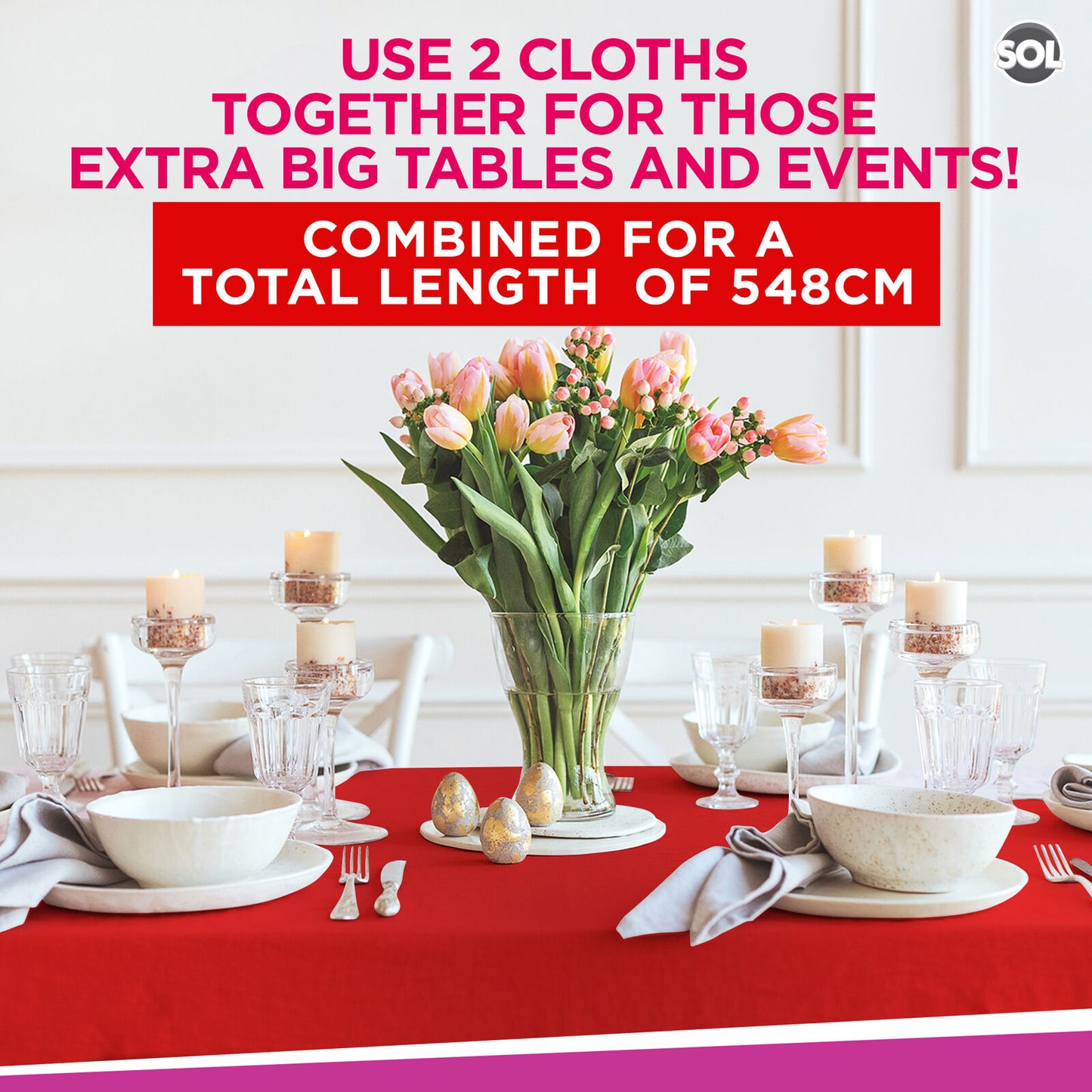 Plastic Table Cloth Covers Rectangular | Party Tableware | 2 Pack