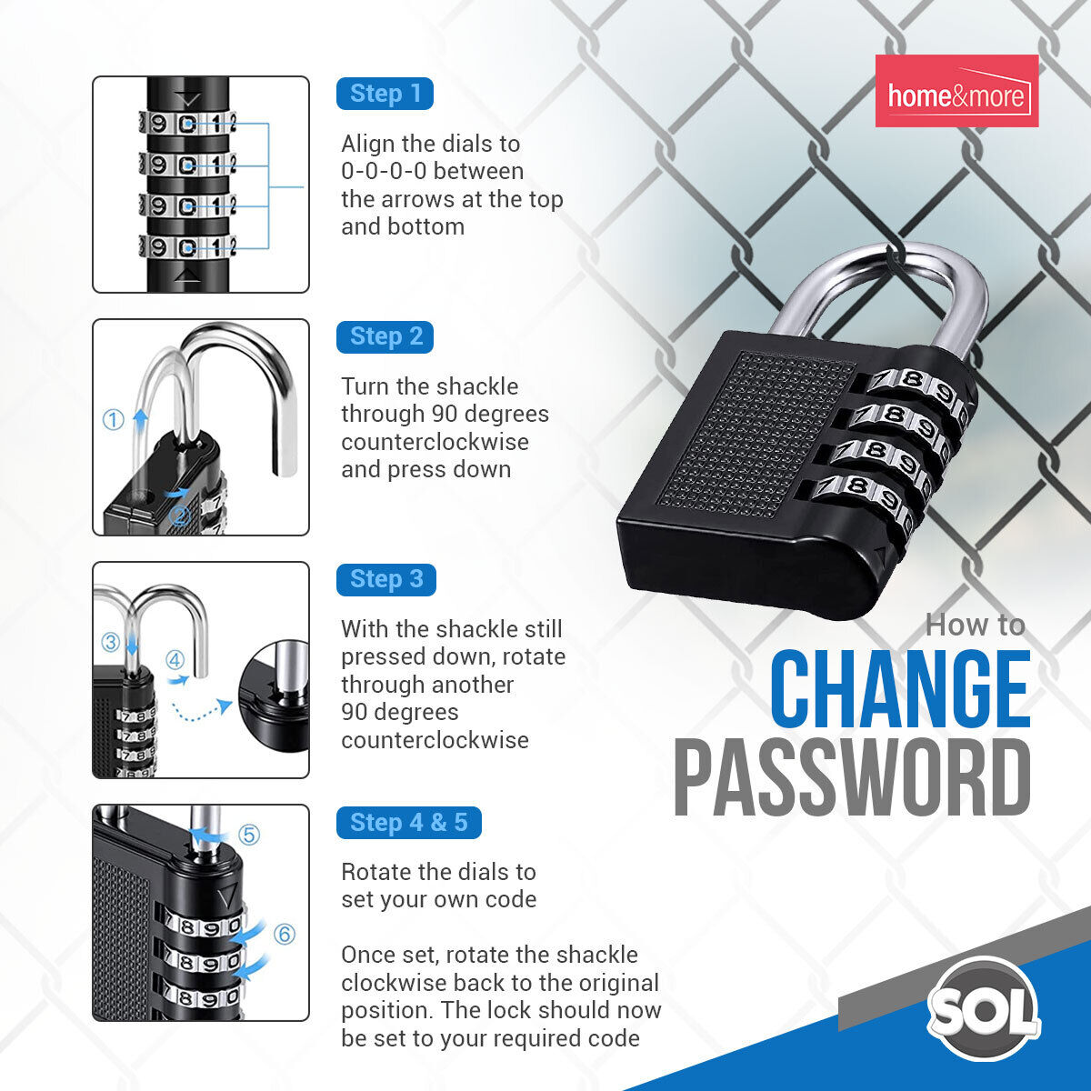 Combination Padlock Heavy Duty Outdoor Gym Travel Locker