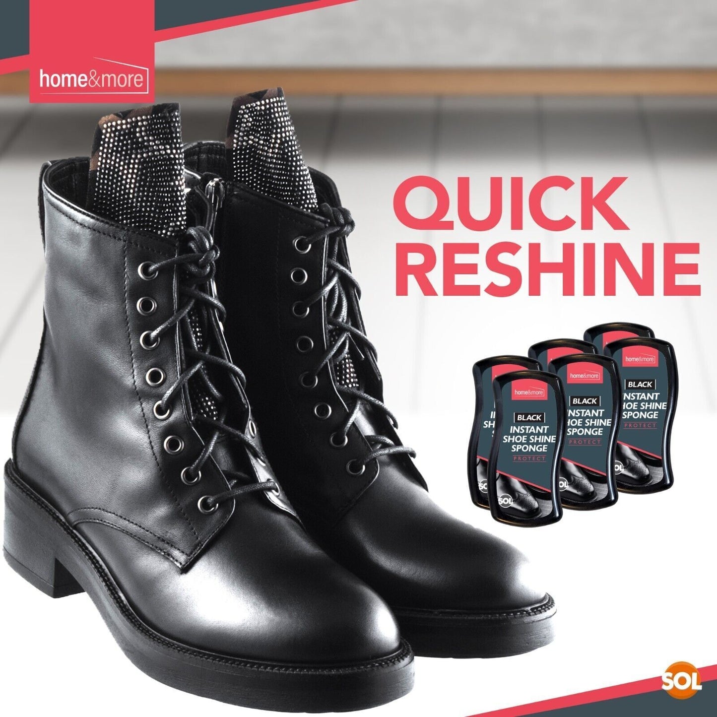 Instant Shoe Shine Sponge Black Leather Boot Polish | 6 Pack