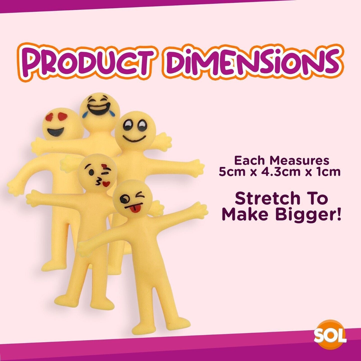 Yellow Stretchy Men | Party Bag Fillers Kids Fun Toys | 30 Pack