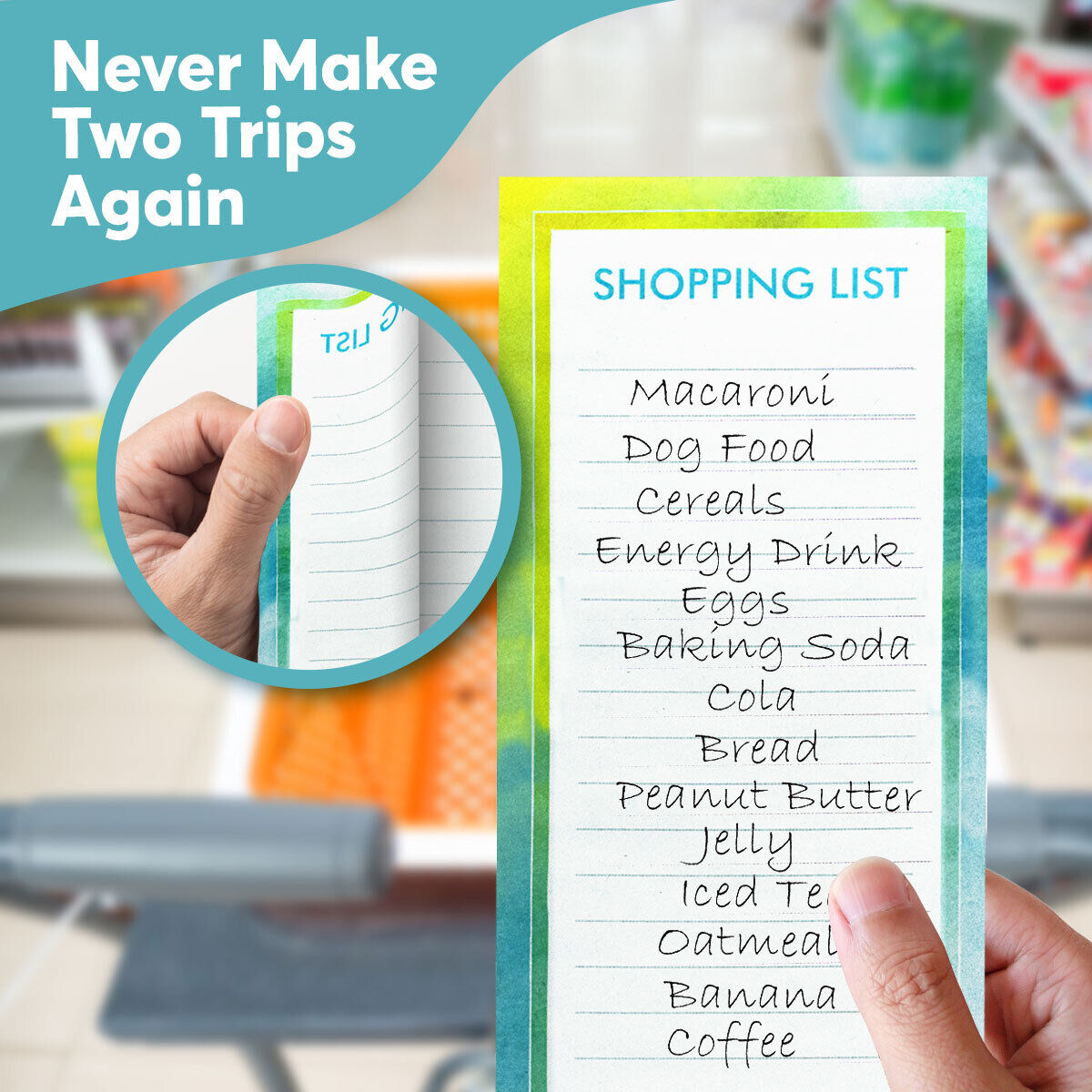 Magnetic Shopping List Pad | Fridge Memo Planner | 80 Pages