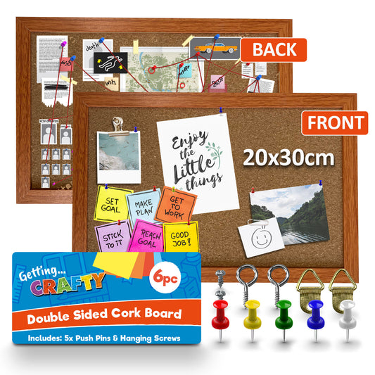 Cork Board A4 Notice Memo Board with Pins – Wooden Frame