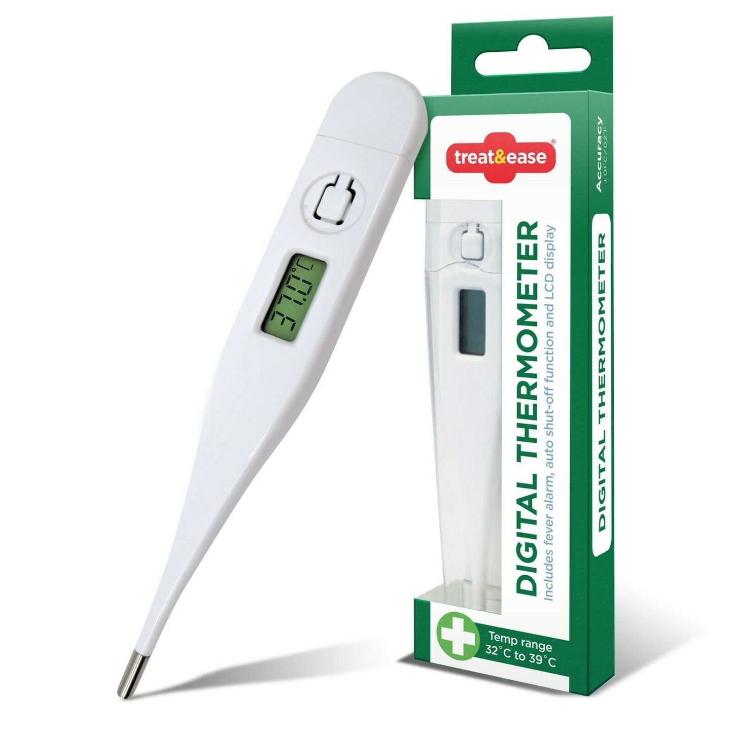 2pk Digital Thermometer Medical LCD Audible Alarm Baby Adult Oral Ear Body Fever