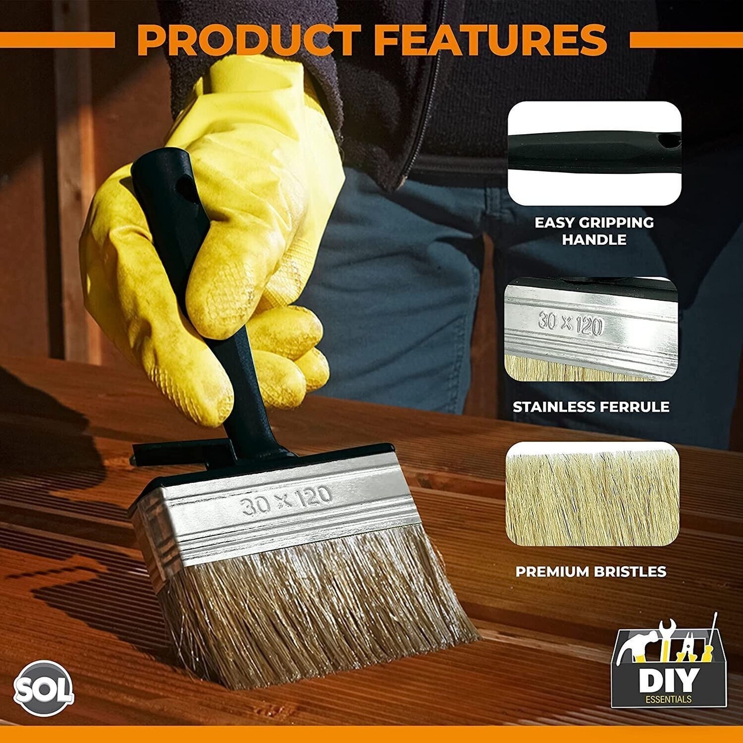 Shed Fence Brush 5 Inch | Multipurpose Paint Paste Wood Decking | 4 Pack