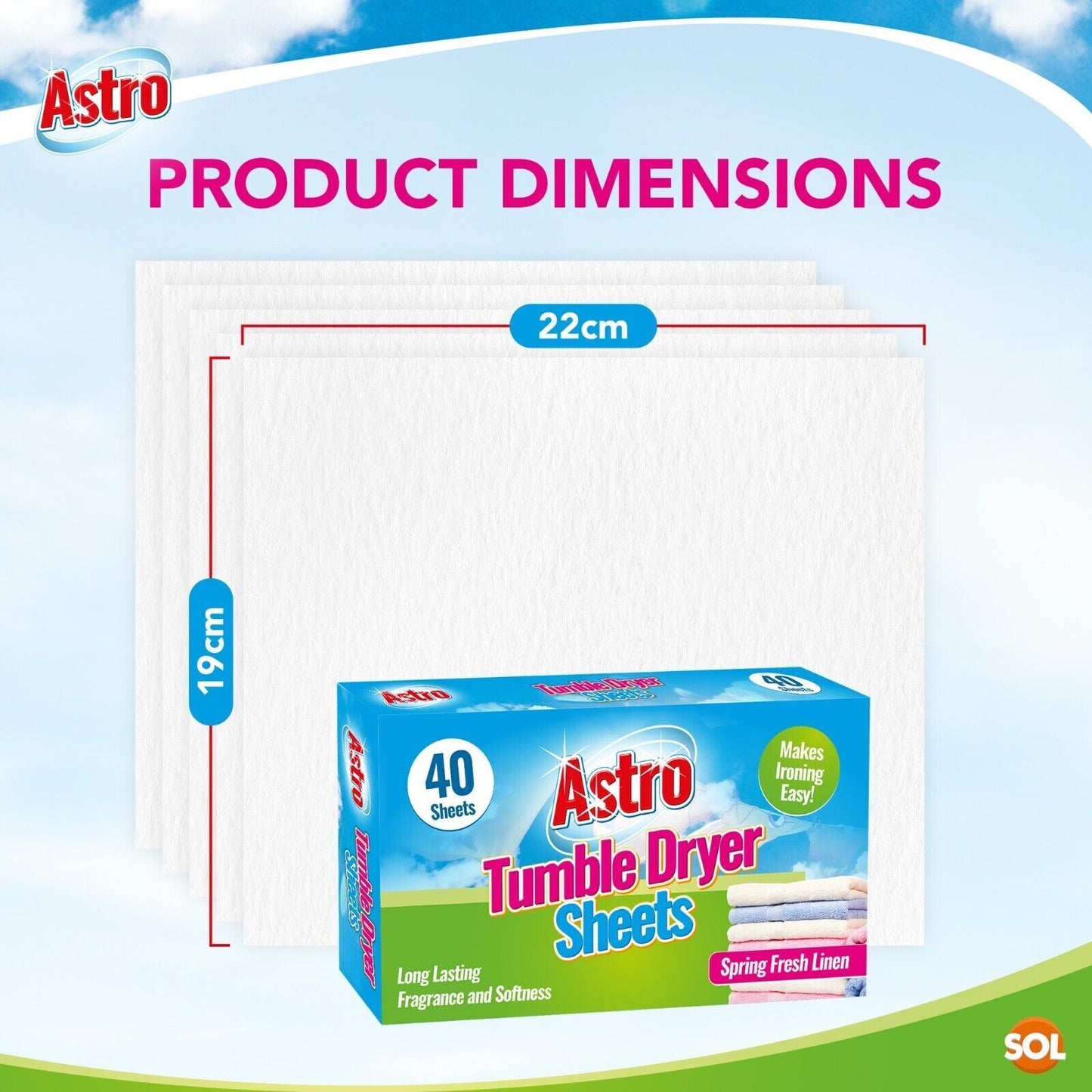 Tumble Dryer Sheets | Fresh Linen Scent | Fabric Softener | 80 Pack