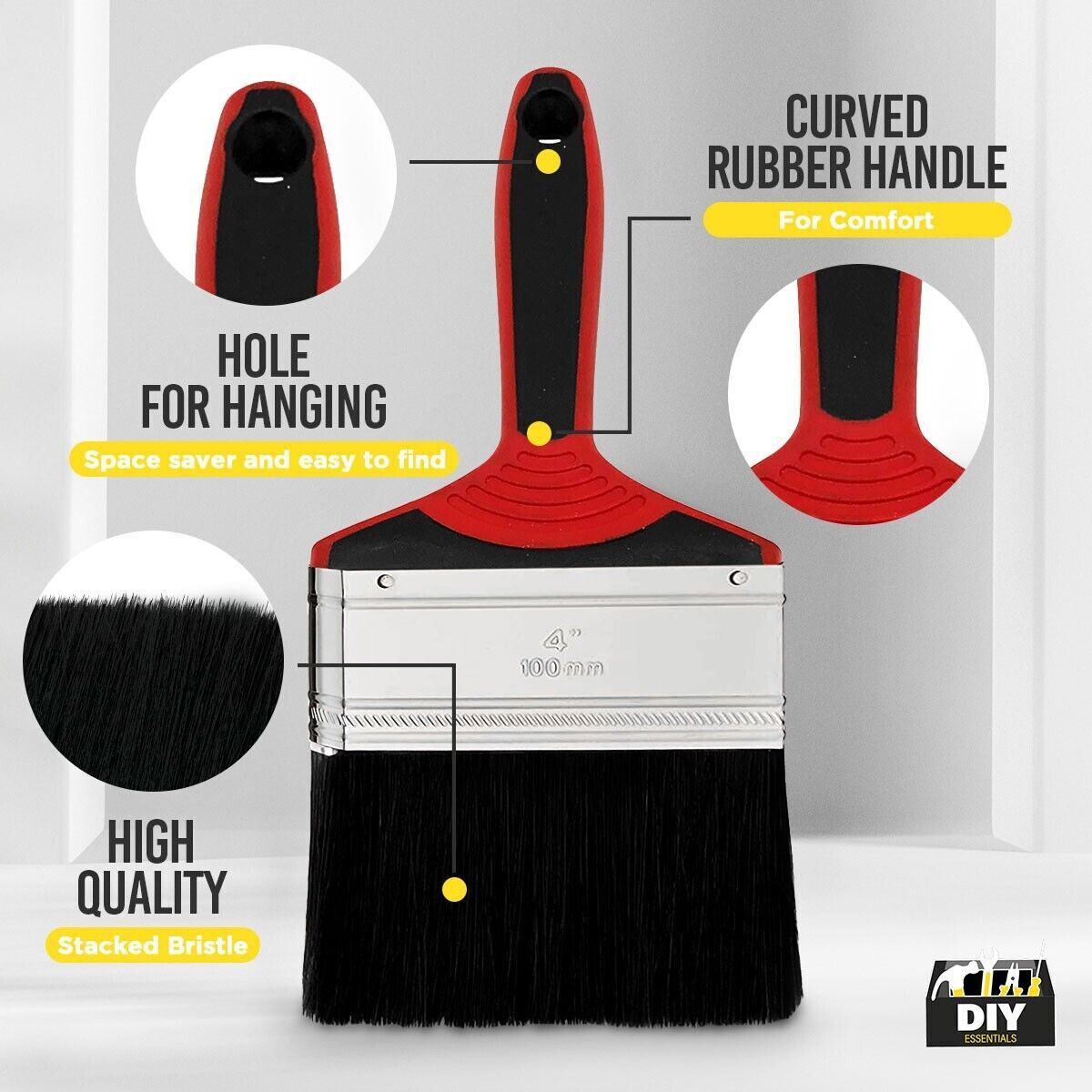 Paint Brush 4 Inch | Wall & Fence Decorating Set | 2 Pack