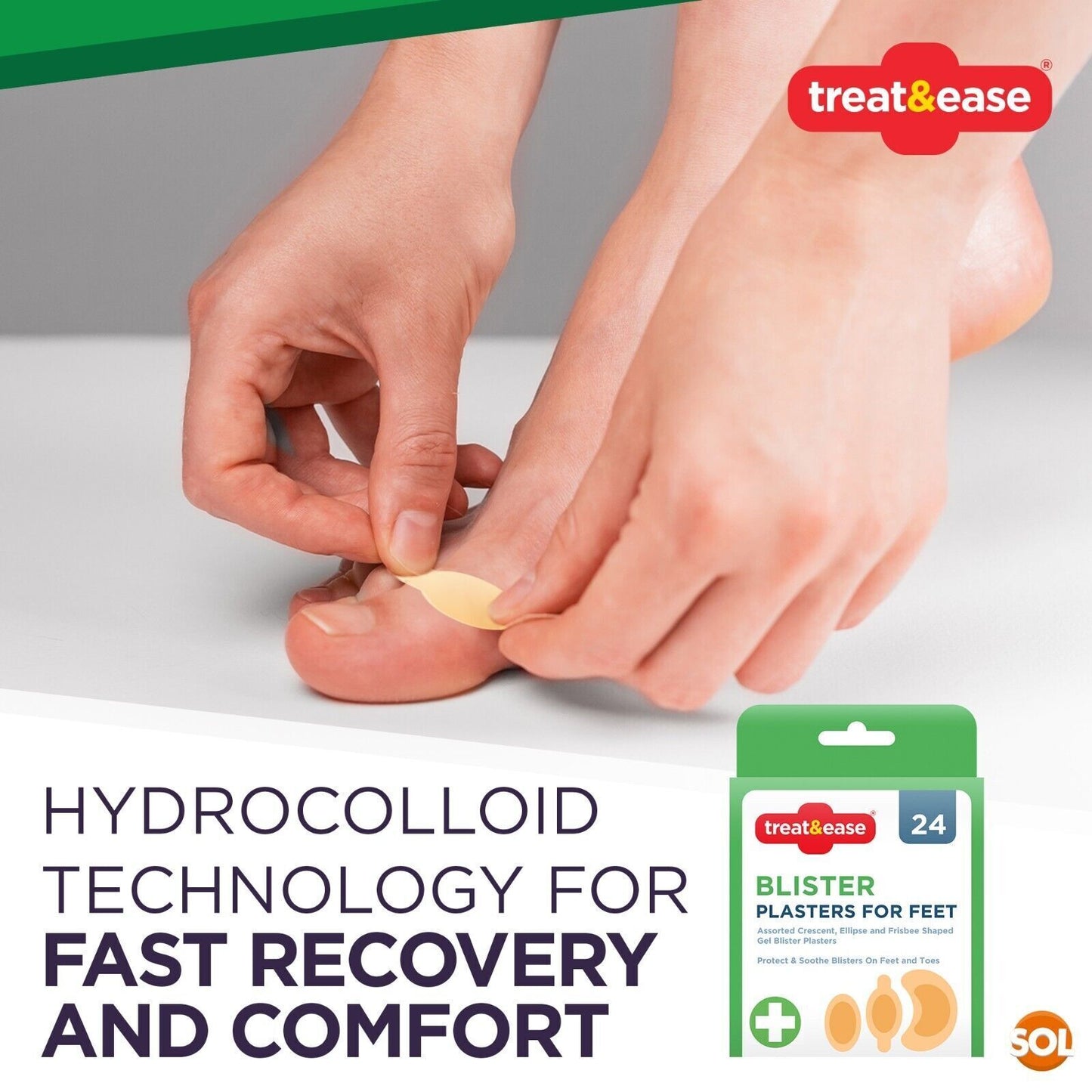 24pk Hydrocolloid Gel Blister Plasters For Toes Foot Heel Protection Mixed Sizes