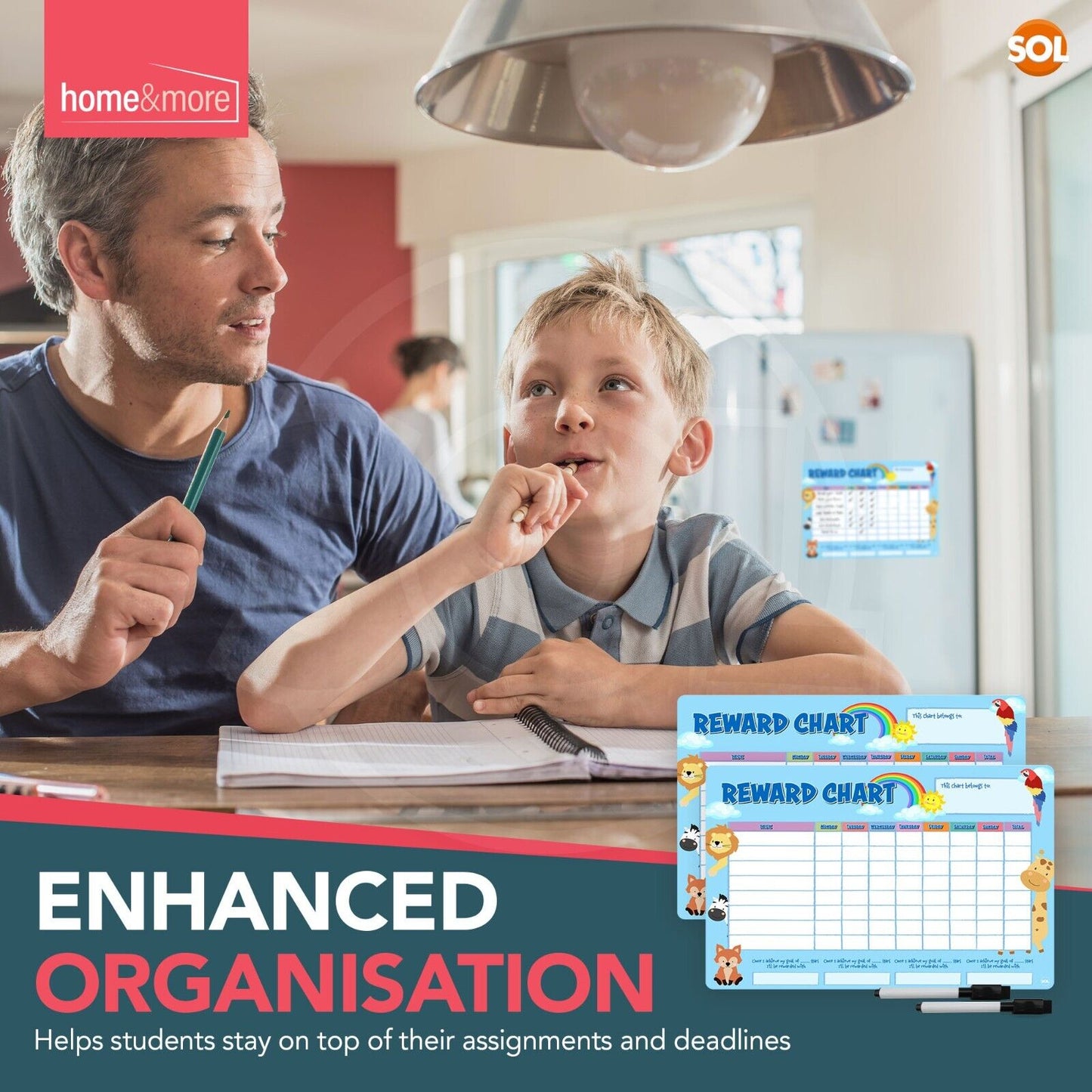 2pk Magnetic Reward Chart Reusable Behaviour Chore For Kids Children + Wipe Pens