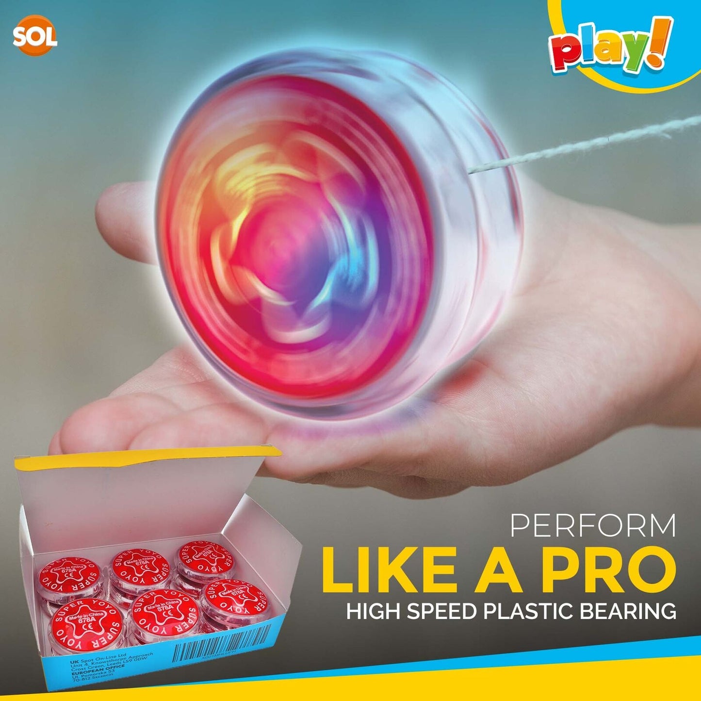 Professional YoYo Light Up Kids Toy Pro Stunt Trick Flashing Clutch Yo Yo | 6 Pack