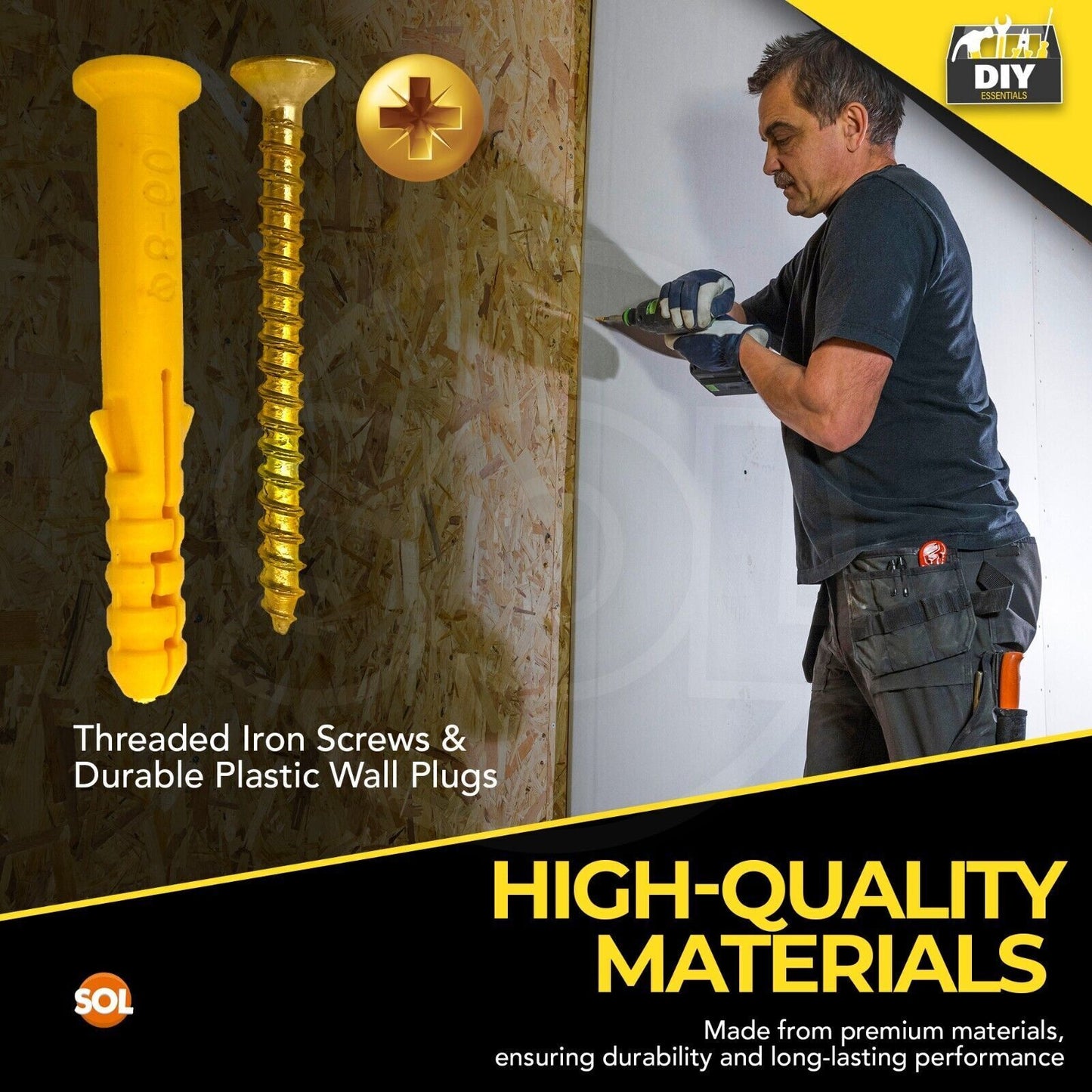 90-270Pcs Wall Plugs and Screws Set For Heavy Duty Raw Rawl Plasterboard Fixing