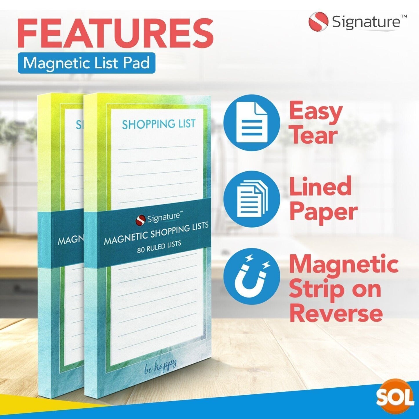 Magnetic Shopping List Pads | Fridge Notepads with Magnet | 2 Pack