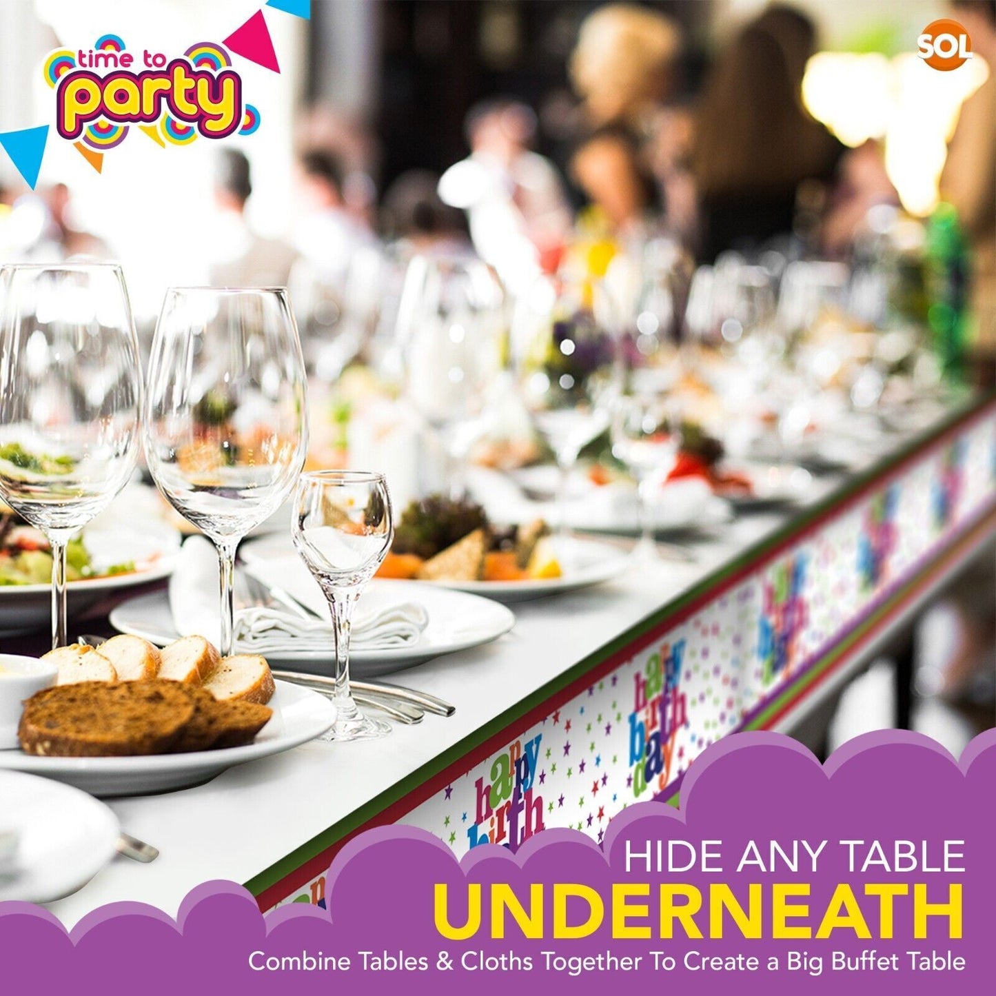3-9 Birthday Table Cloths Covers Rectangular Plastic Wipe Clean Party Tablecloth