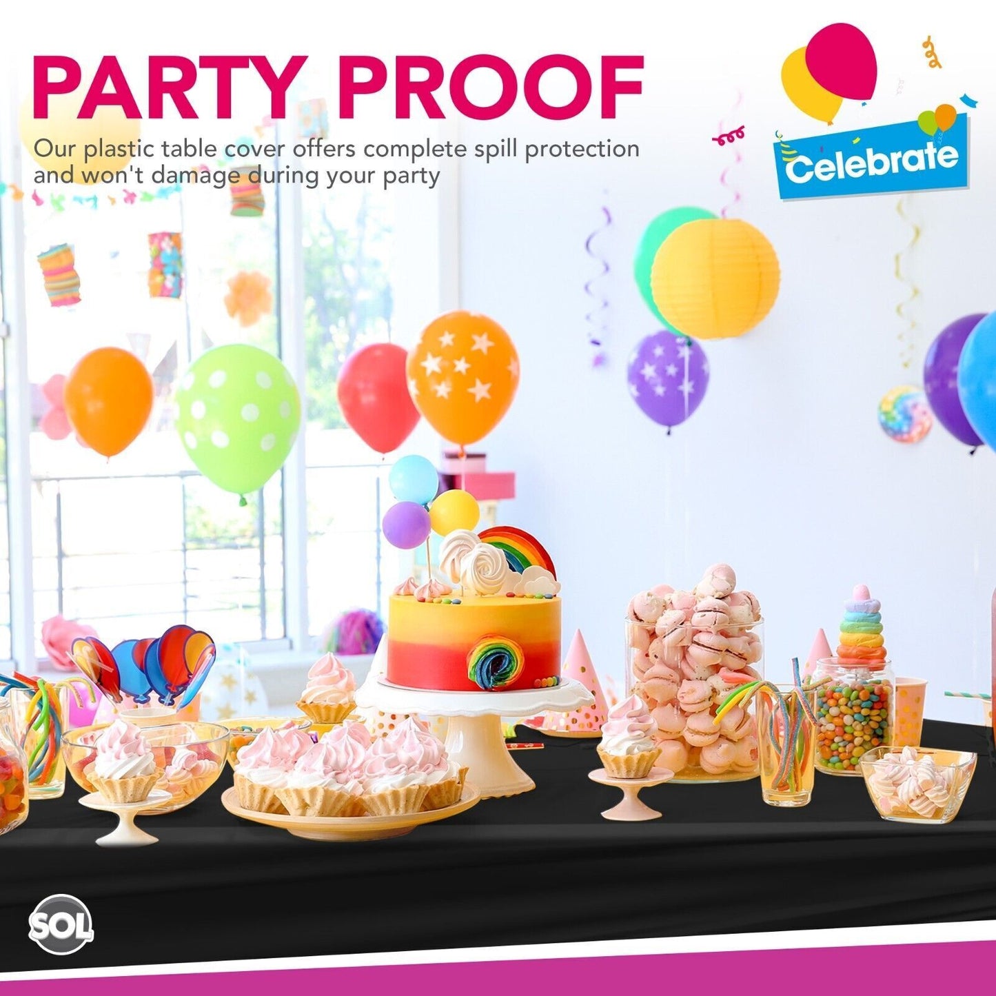 Plastic Table Cloth Covers Rectangular | Party Tableware | 2 Pack