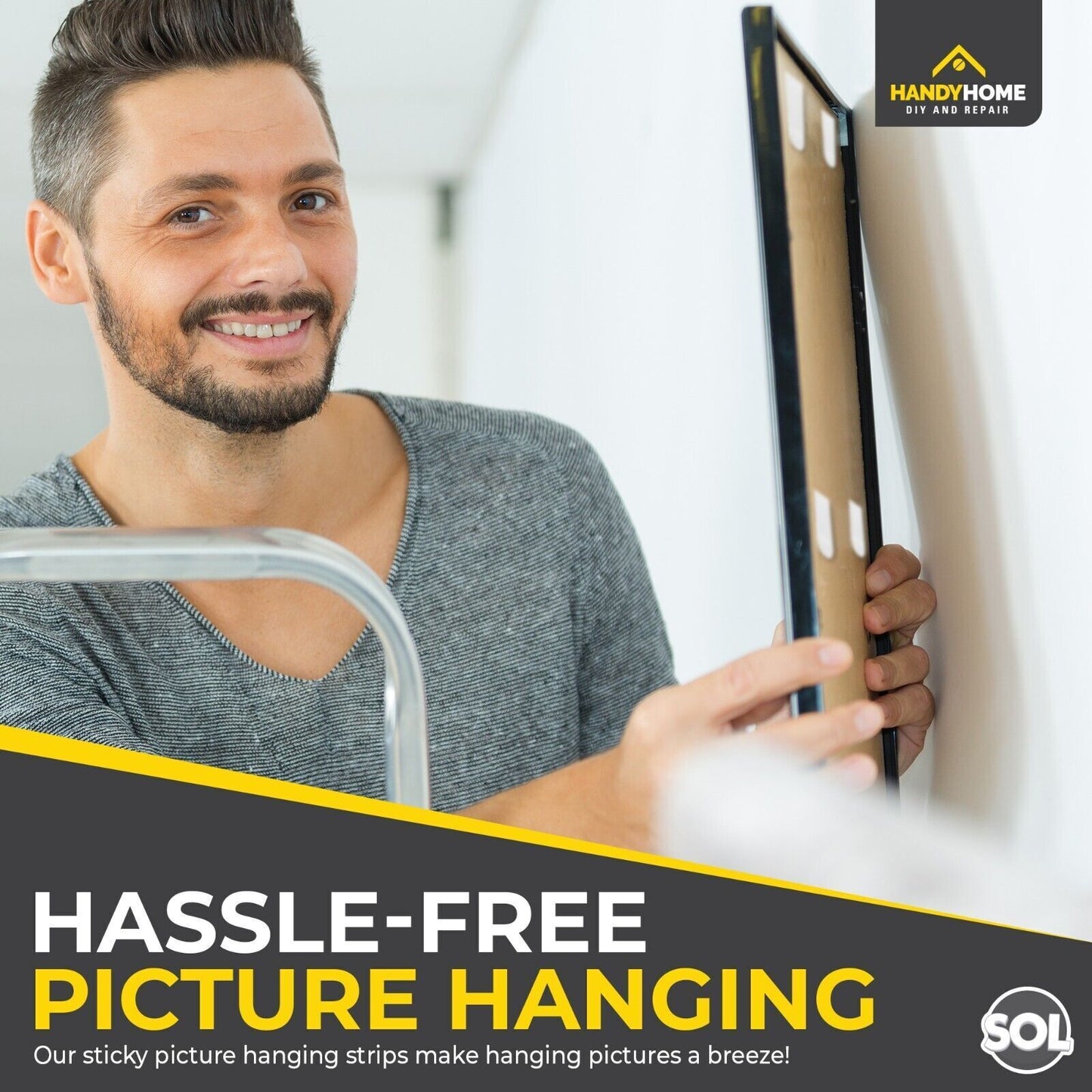 12-48pk Damage Free Hanging Strips | Self Adhesive Stick On Wall Picture Frames