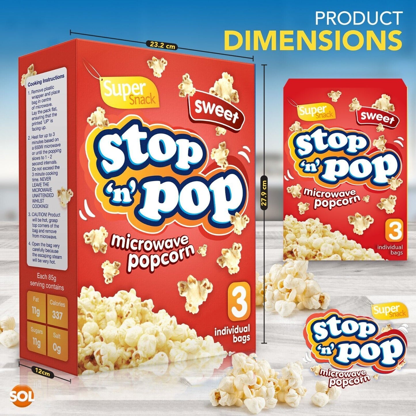 48 x85g Microwave Popcorn Sweet Salted Butter Flavour Movie Cinema Theatre Party