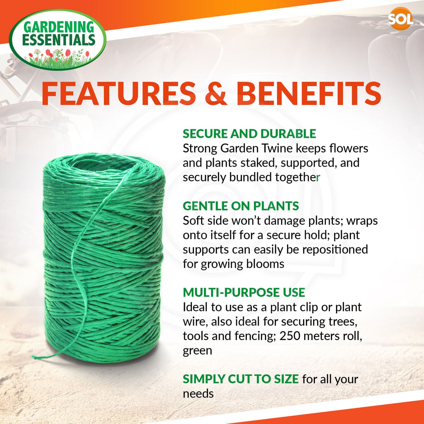 250-750M Green Garden String Twine Heavy Duty Gardening Plant Support Craft