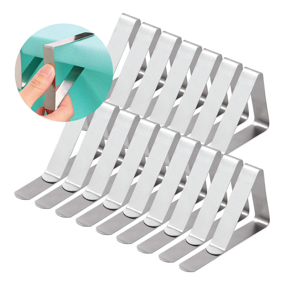 Table Cloth Clips | Metal Stainless Steel Picnic Clamps Pegs | 16 Pack