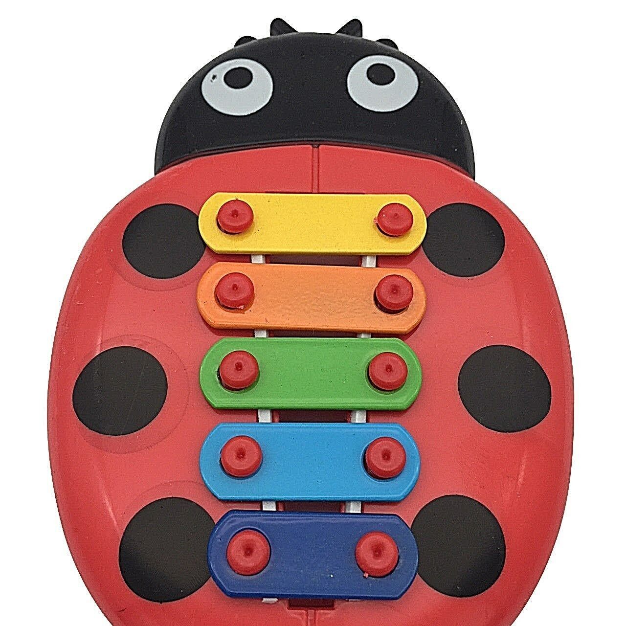 Kids Beetle Xylophone Toy Baby Childs Musical Development Instruments 5-Note Red