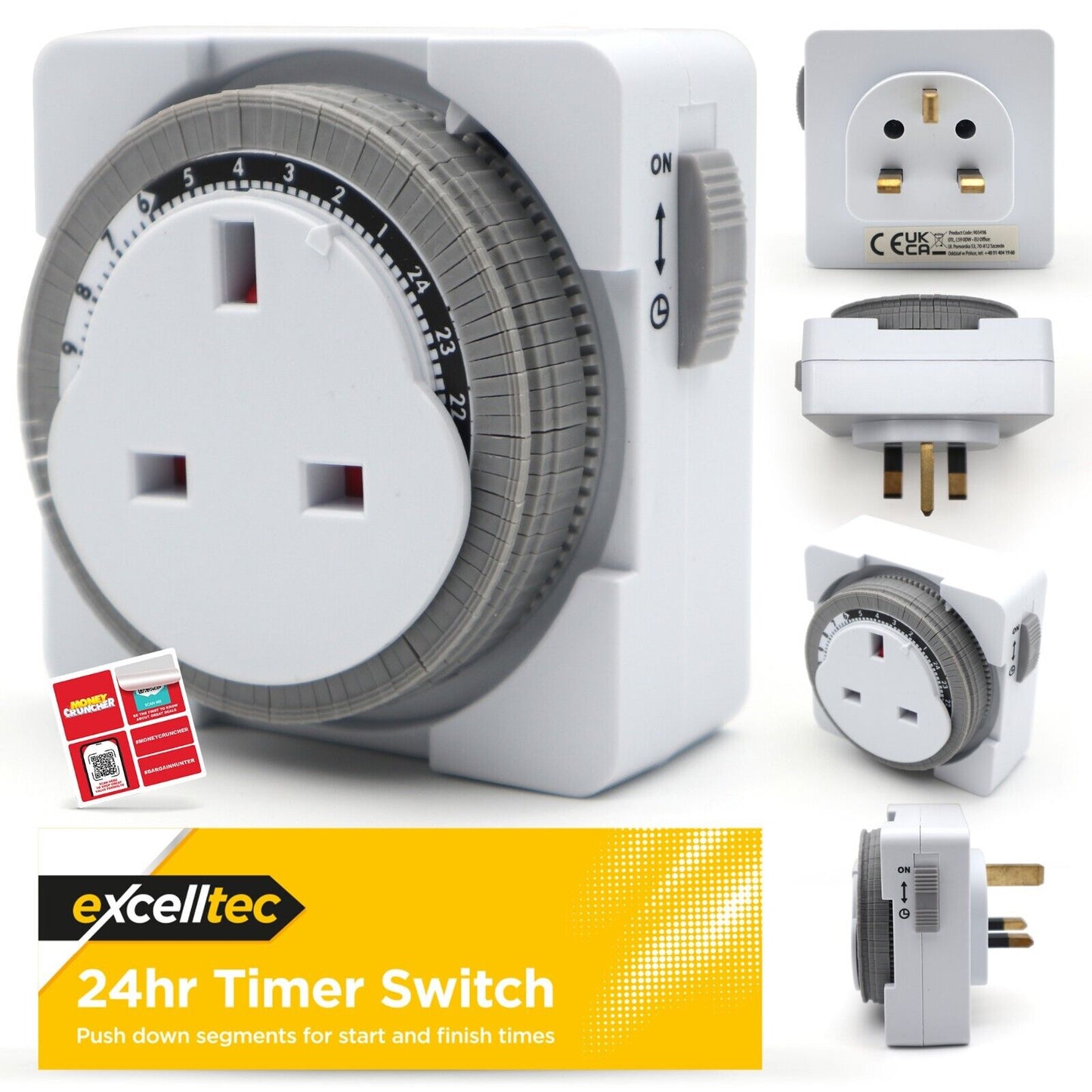 24 Hour Segment Timer Switch 24hr Mains Plug In Mechanical Clock Energy Saver
