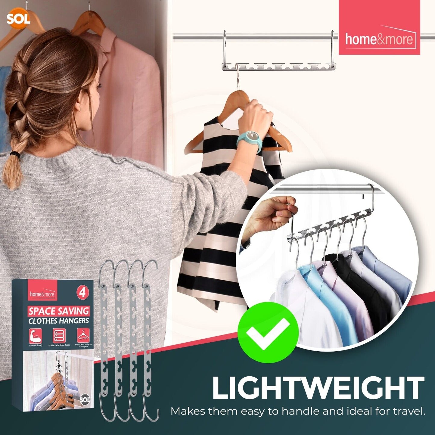 Space Saver Hangers Clothes Coat Wardrobe | Metal Magic | 4 Pack