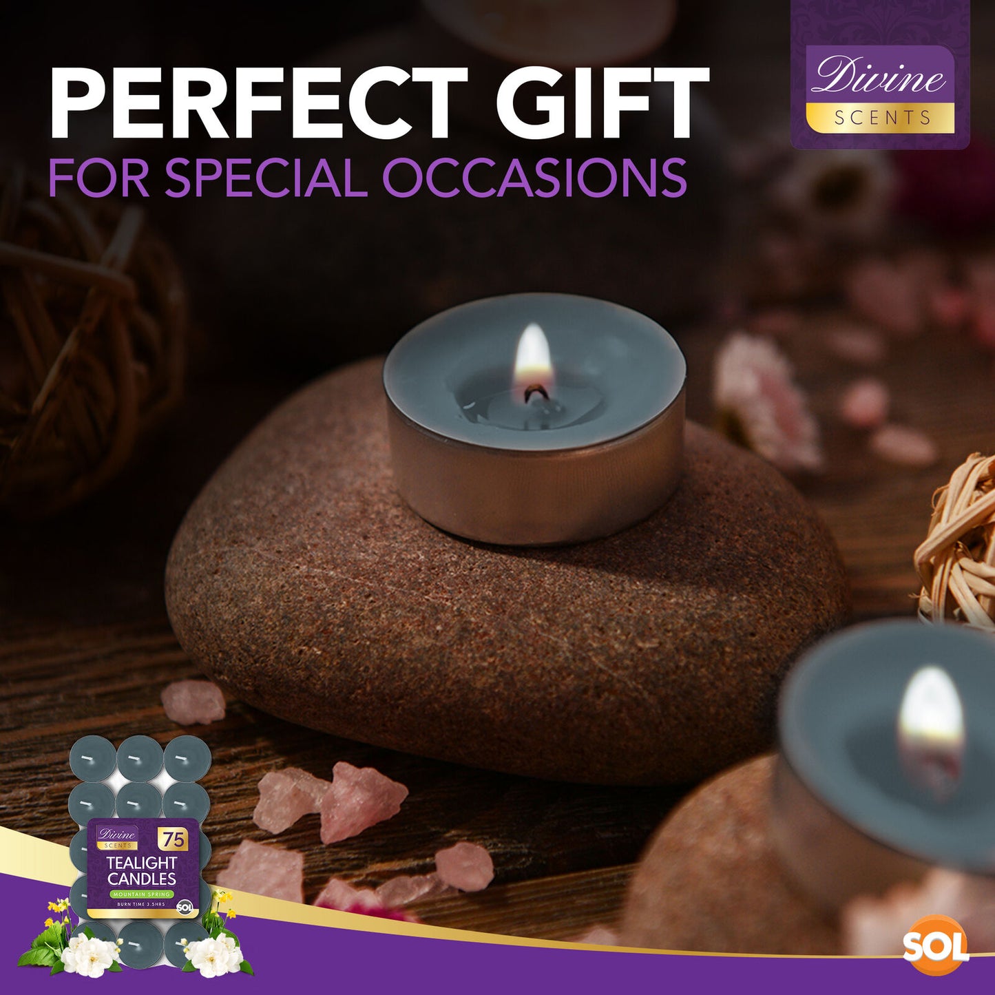 Scented Tea Light Candles | 4 Hour Burn Fragrance | 75 Pack