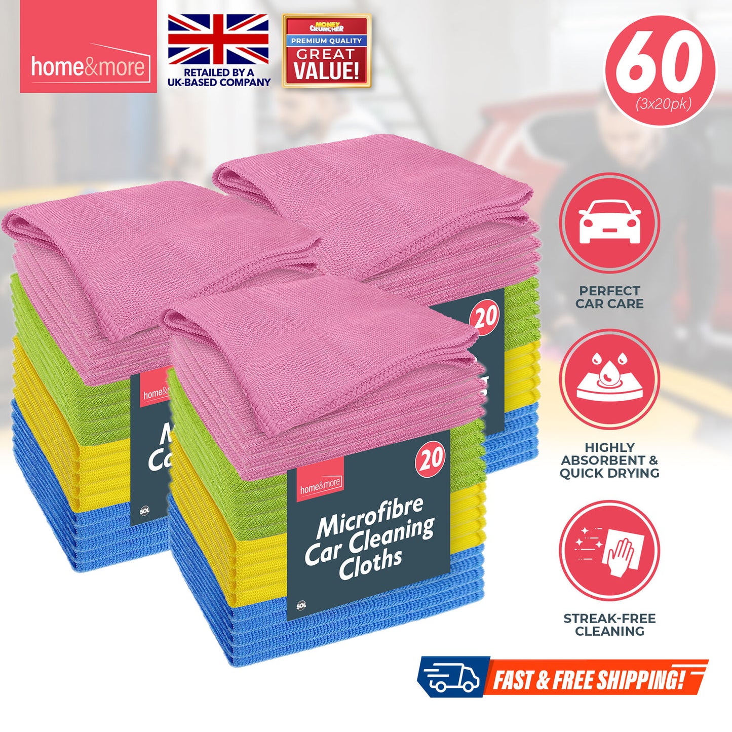 20-60pk Microfiber Cleaning Cloths Lint Free Microfibre Kitchen Polishing Towel