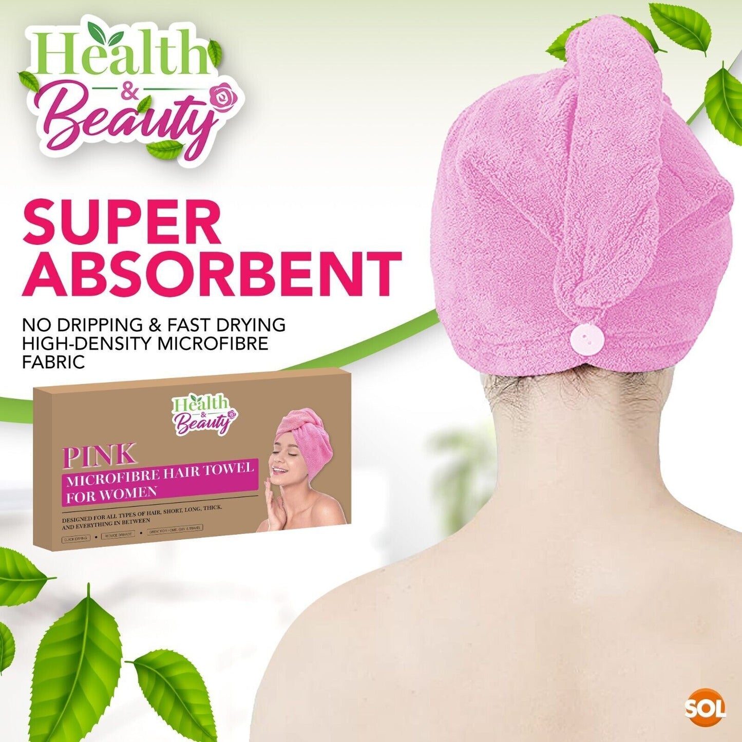 Hair Turban Towel | Pink Microfibre Head Wrap Quick Dry