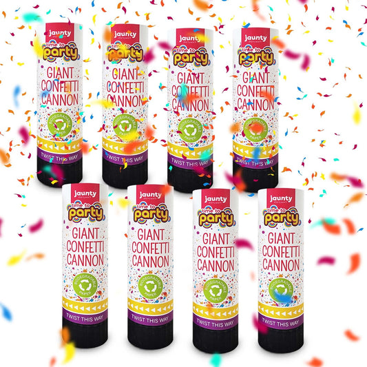 Confetti Cannons Multicolour Biodegradable | Party & Events | 8 Pack