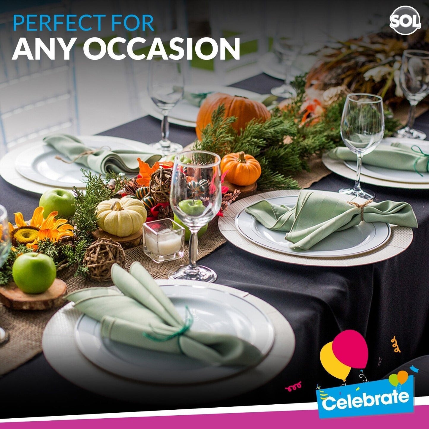 Black Plastic Table Covers | Disposable Wipe Clean | 6 Pack