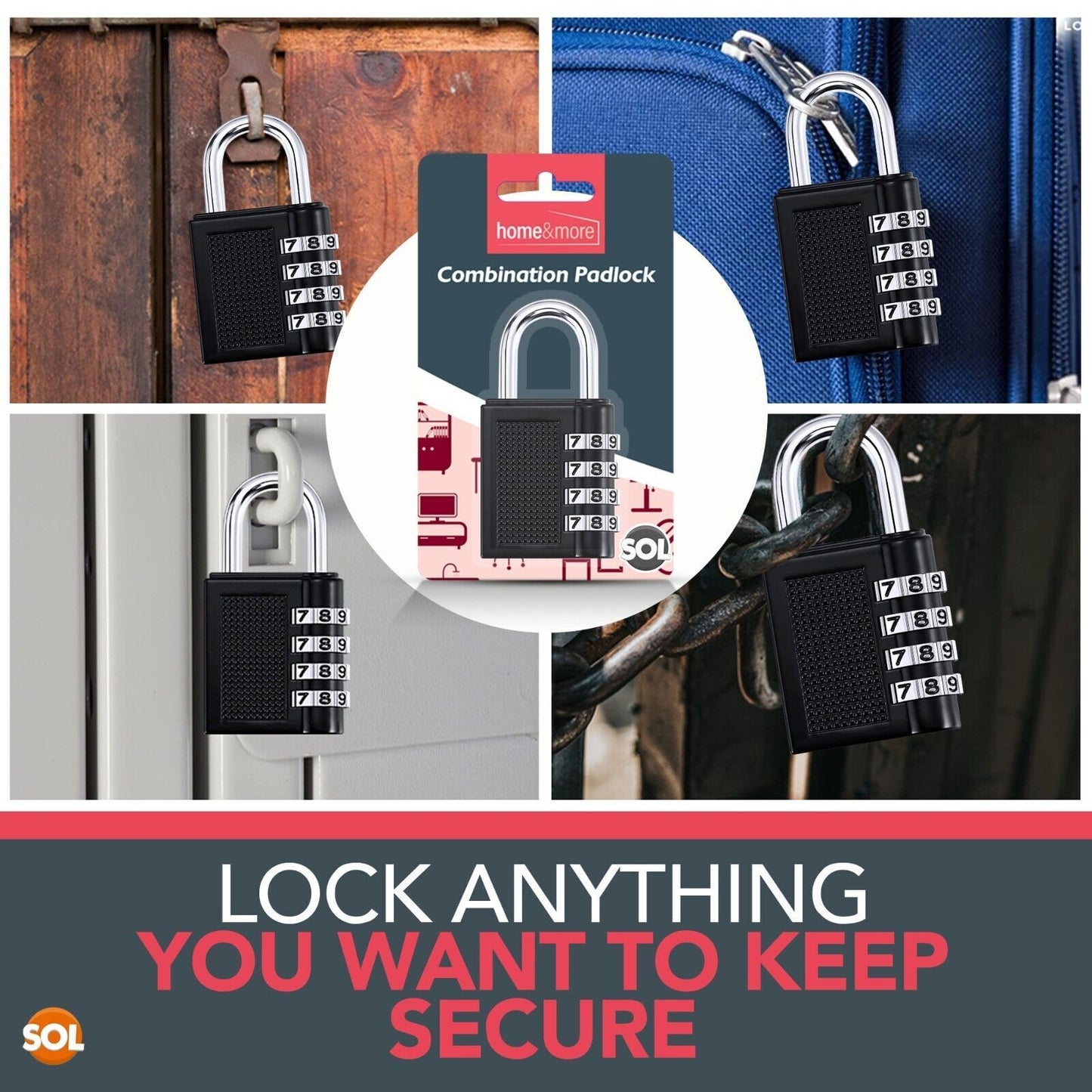 3pk-4pk Four Digit Combination Padlock Heavy Duty Outdoor Lock Gym Travel Luggage Locker