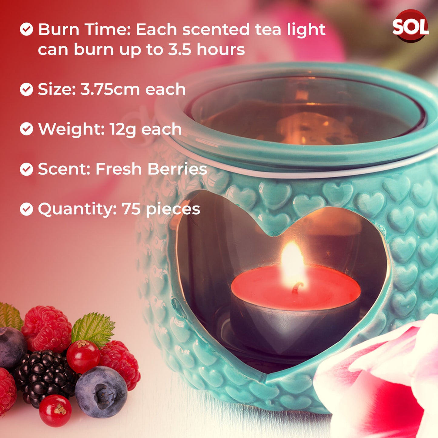 Scented Tea Light Candles | 4 Hour Burn Fragrance | 75 Pack