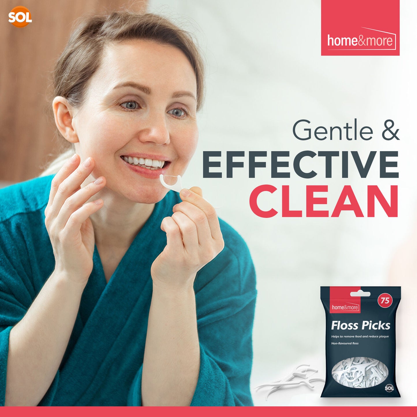 Dental Floss Sticks | Interdental Tooth Picks Plaque Care | 75 Pack