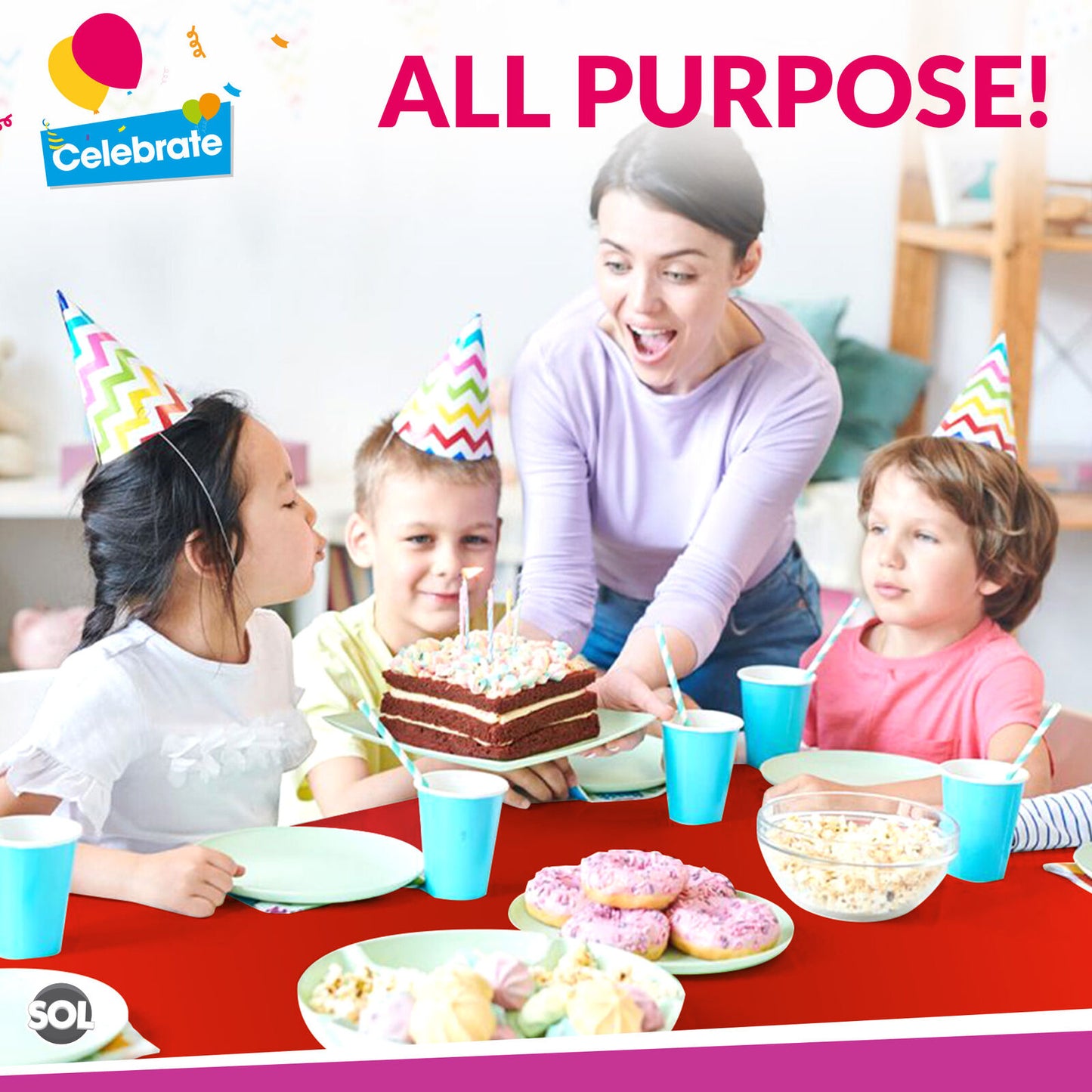 Plastic Table Cloth Covers Rectangular | Party Tableware | 2 Pack