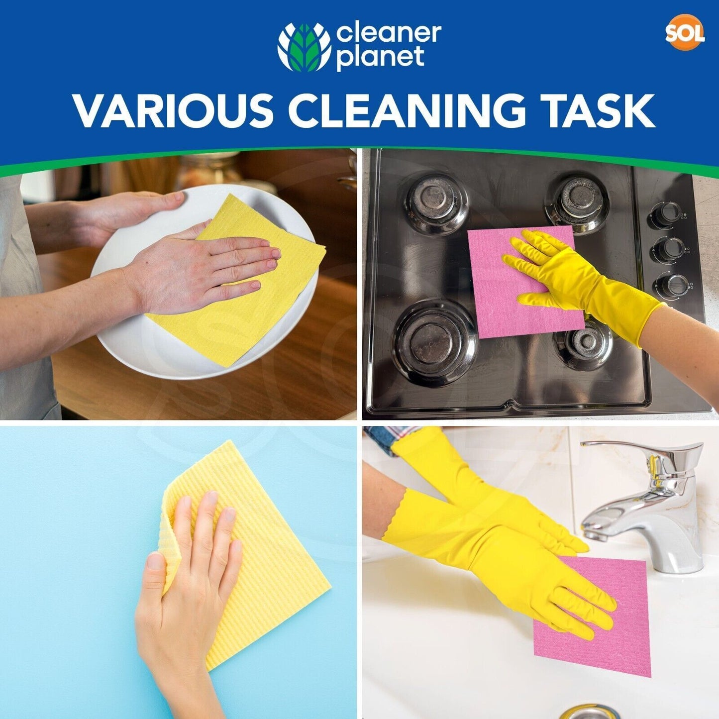 Sponge Cloths Absorbent Cellulose Kitchen Cleaning | 8 Pack